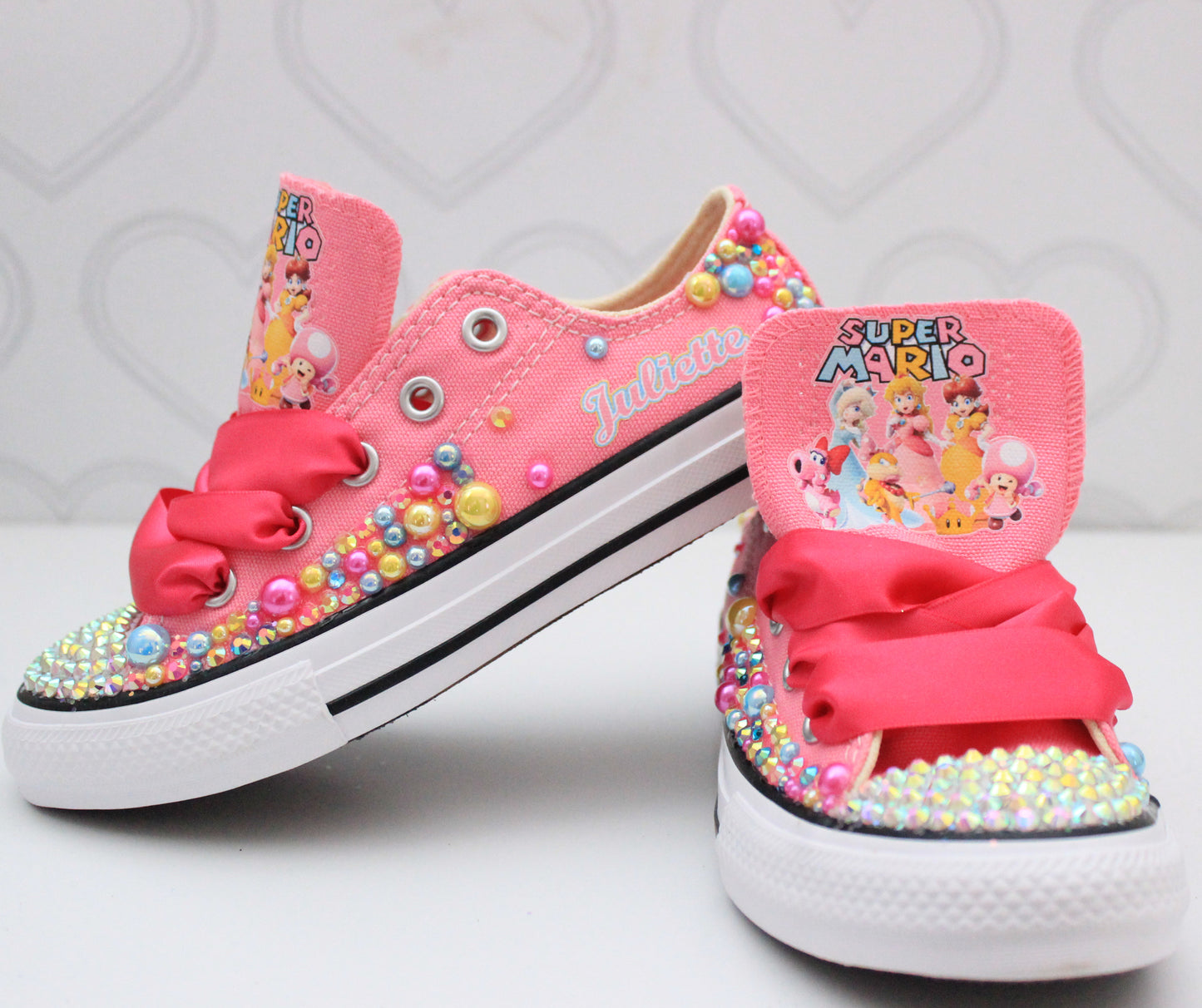 Super Mario shoes- Super Mario bling Converse-Girls Super Mario Shoes