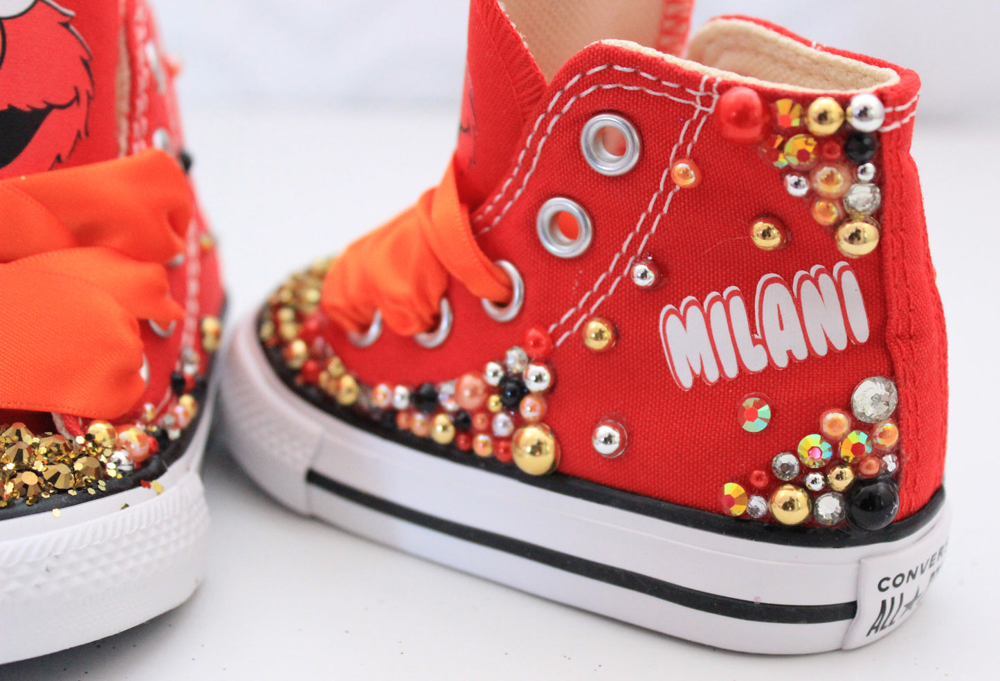 Elmo shoes- Elmo bling Converse-Girls elmo Shoes-sesame street shoes