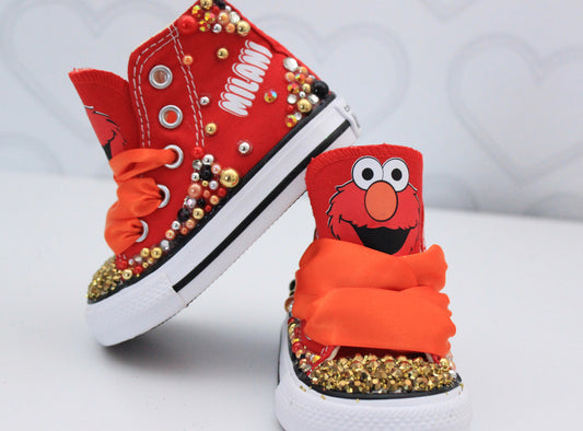 Elmo shoes- Elmo bling Converse-Girls elmo Shoes-sesame street shoes