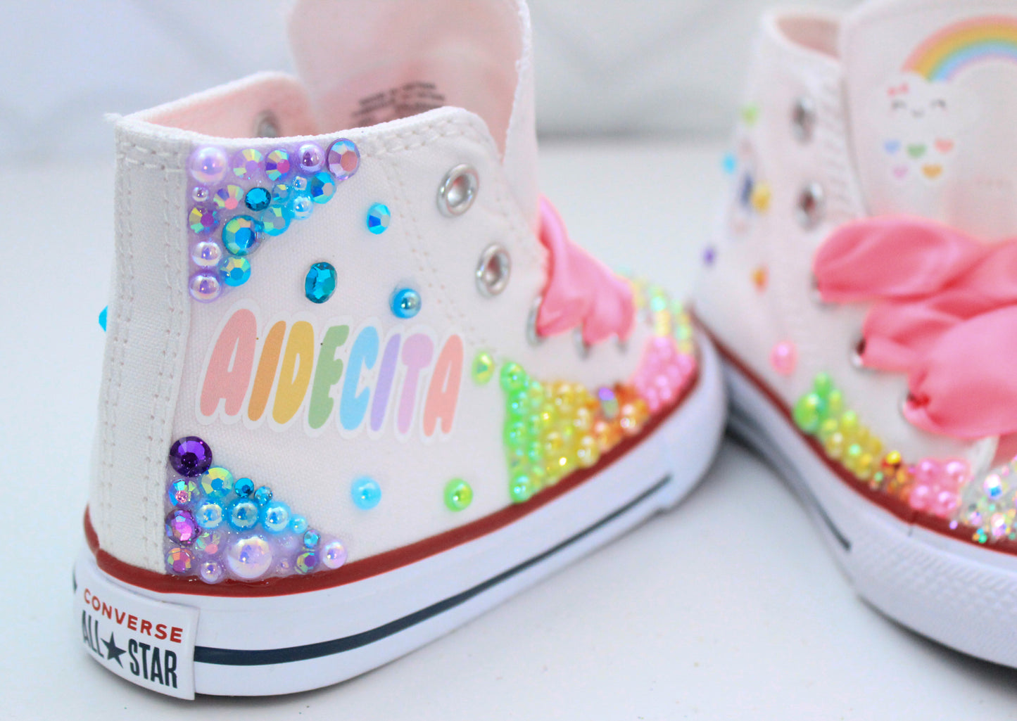 Rainbow and clouds shoes- Rainbow and clouds bling Converse-Girls Rainbow and clouds Shoes-Rainbow and clouds Converse