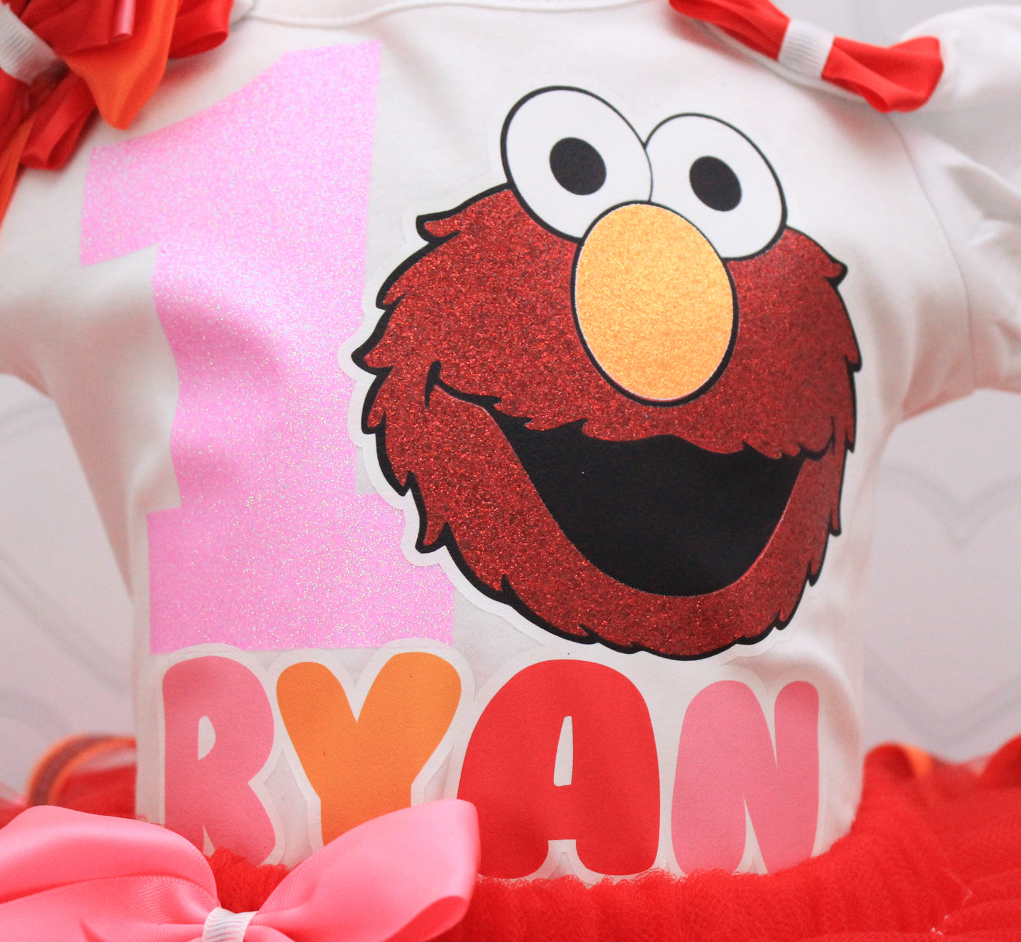 Elmo tutu set-Girly Elmo tutu set-Girl Elmo outfit-Elmo ribbon trim set- Elmo outfit