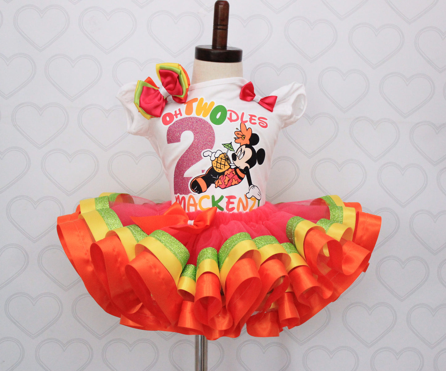 Mouse Tutu set- mouse outfit- mouse birthday outfit-Luau mouse tutu-Hawaiian minnie outfit