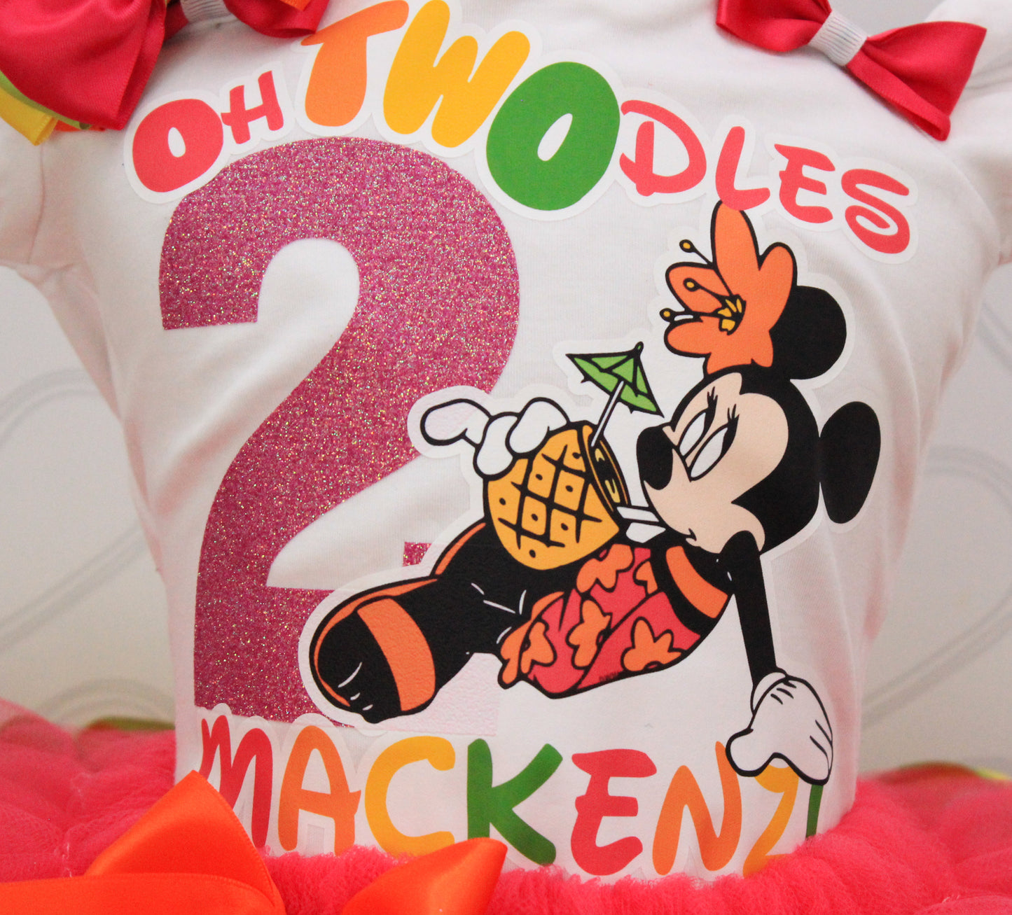 Mouse Tutu set- mouse outfit- mouse birthday outfit-Luau mouse tutu-Hawaiian minnie outfit