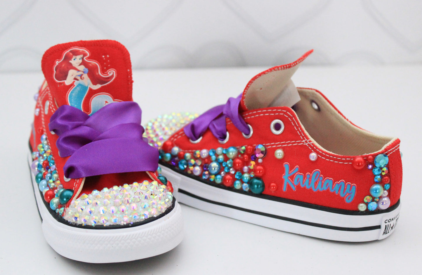 The little mermaid shoes-The little mermaid bling Converse-Girls The little mermaid Shoes
