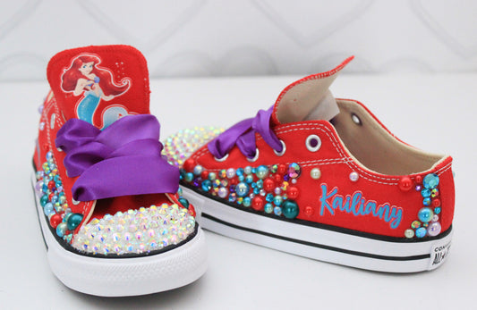 The little mermaid shoes-The little mermaid bling Converse-Girls The little mermaid Shoes