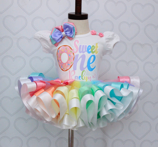 Donut Tutu set- Donut outfit-Donut dress- donut tutu-Rainbow Donut tutu set