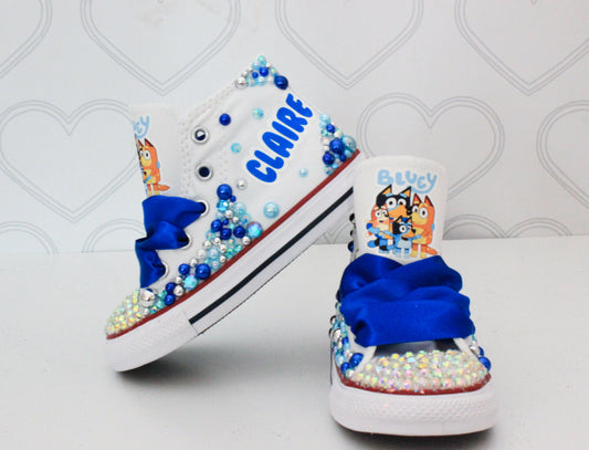Bluey shoes- Bluey bling Converse-Girls Bluey Shoes- Bluey Converse