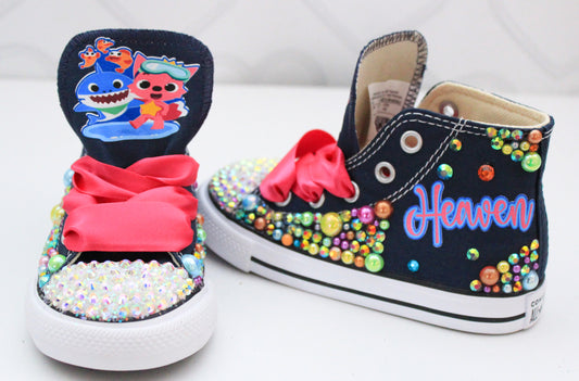 Baby shark shoes- Baby shark bling Converse-Girls Baby shark Shoes