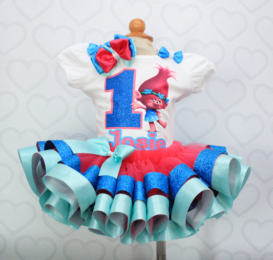 Poppy Troll tutu set-Poppy troll outfit-Poppy trolls dress