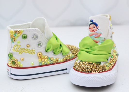 Princess Tiana shoes- Princess Tiana bling Converse-Girls Princess Tiana Shoes