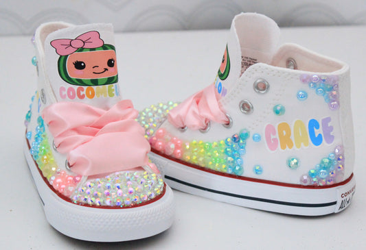 Cocomelon shoes- Cocomelon bling Converse-Girls Cocomelon Shoes-Cocomelon Converse