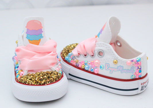Sweet one shoes- Sweet one bling Converse-Girls Sweet one Shoes-ice cream shoes