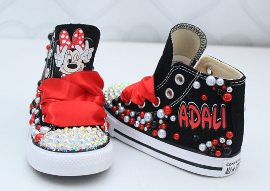 Minnie shoes- Minnie bling Converse-Girls Minnie Shoes