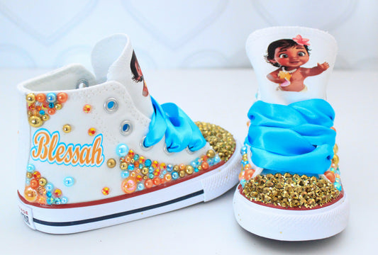 Moana shoes- Moana bling Converse-Girls Moana Shoes-Moana Converse