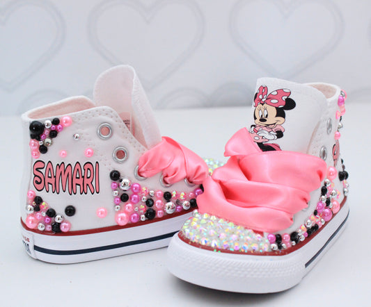 Minnie Mouse shoes- Minnie Mouse bling Converse-Girls Minnie Mouse Shoes- Minnie Mouse Converse