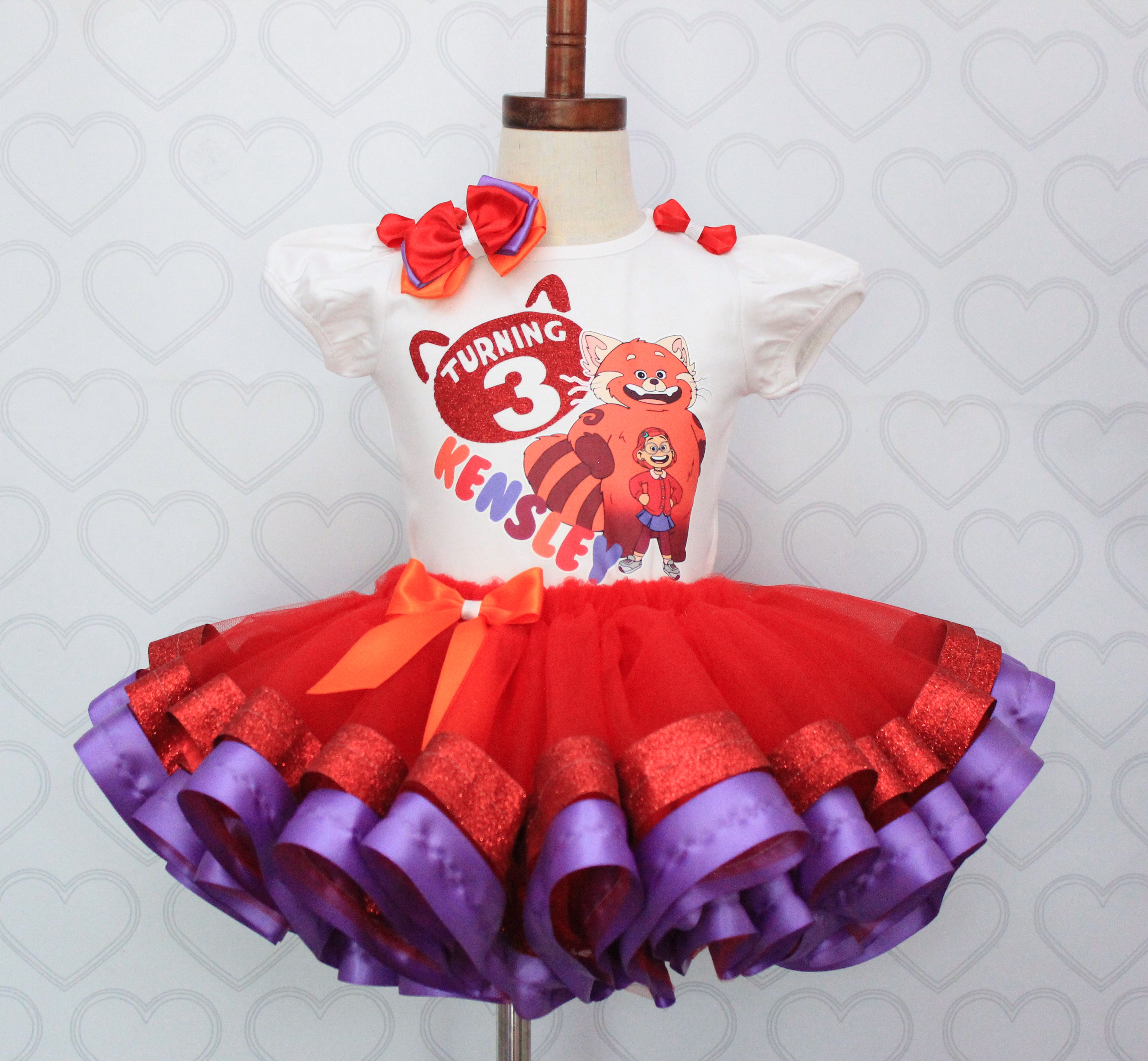 Turning Red tutu set-Turning Red outfit-Turning Red dress-Turning red Pink Toes & Hair Bows Turning Red tutu set-Turning Red outfit-Turning Red dress-Turning red Pink Toes & Hair Bows