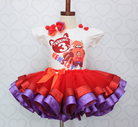 Turning Red tutu set-Turning Red outfit-Turning Red dress-Turning red birthday