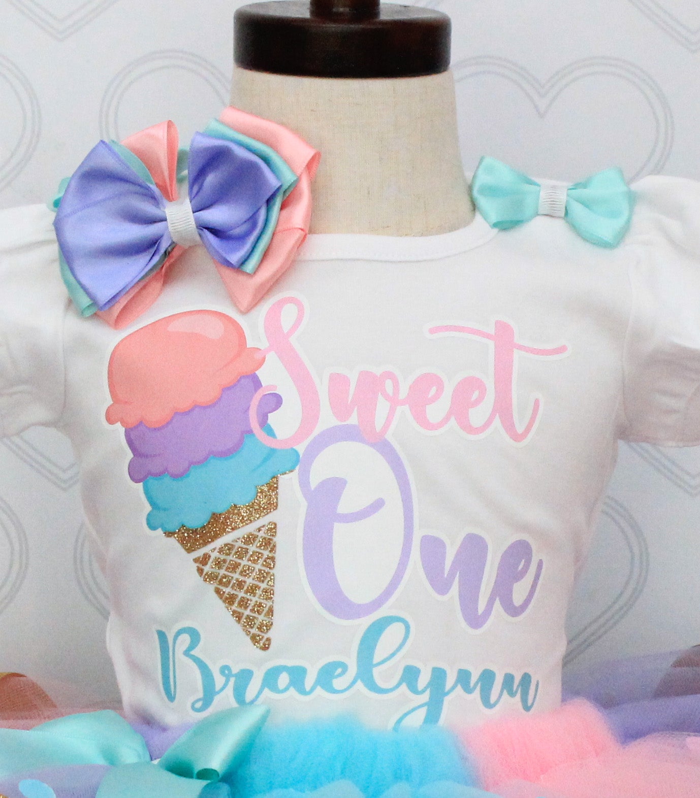 Ice Cream Tutu set- Ice Cream outfit-Ice Cream dress-Ice Cream tutu-Sweet one tutu-sweet one outfit