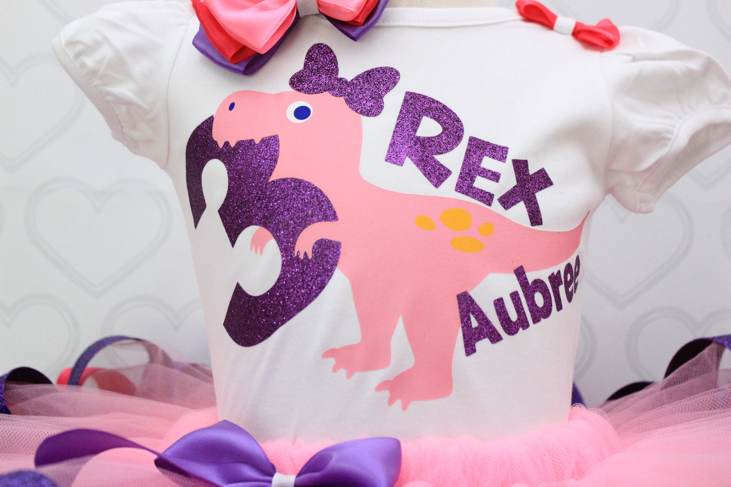 Dinosaur tutu set-Dinosaur outfit-Dinosaur dress-Dinosaur birthday outfit-3 rex tutu set