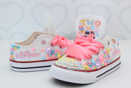 Sweet one shoes- Sweet one bling Converse-Girls Sweet one Shoes-ice cream shoes-Two sweet shoes
