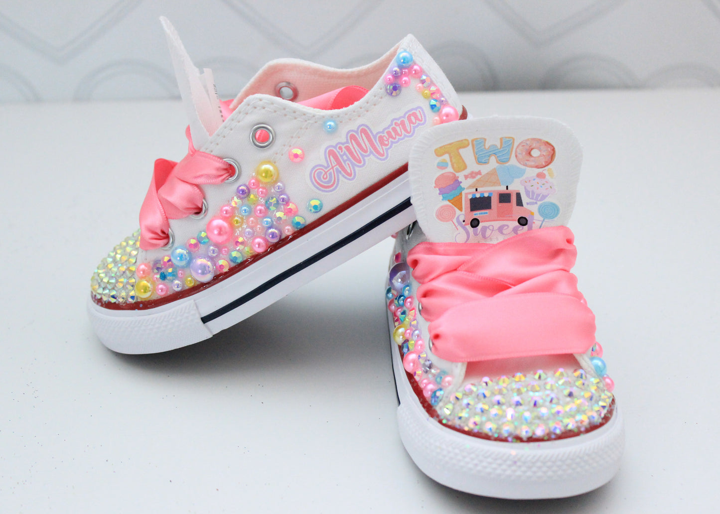 Sweet one shoes- Sweet one bling Converse-Girls Sweet one Shoes-ice cream shoes-Two sweet shoes