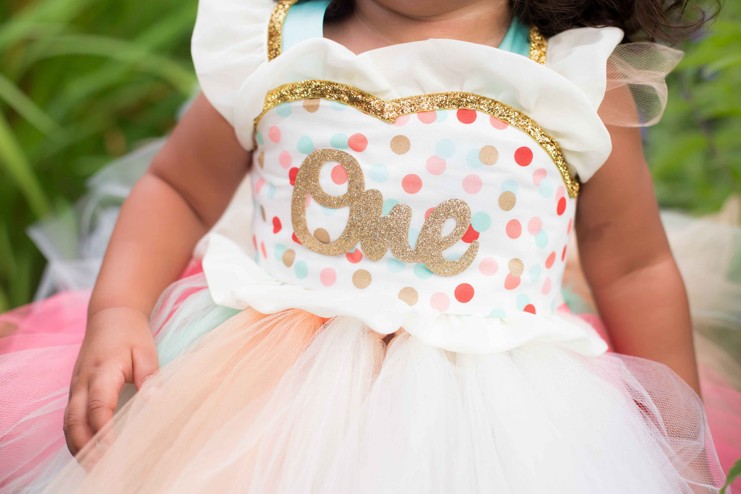 First birthday dress-first birthday tutu dress-Mint Coral and Peach Dress