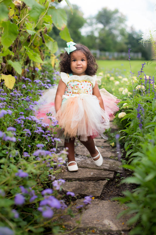 First birthday dress-first birthday tutu dress-Mint Coral and Peach Dress
