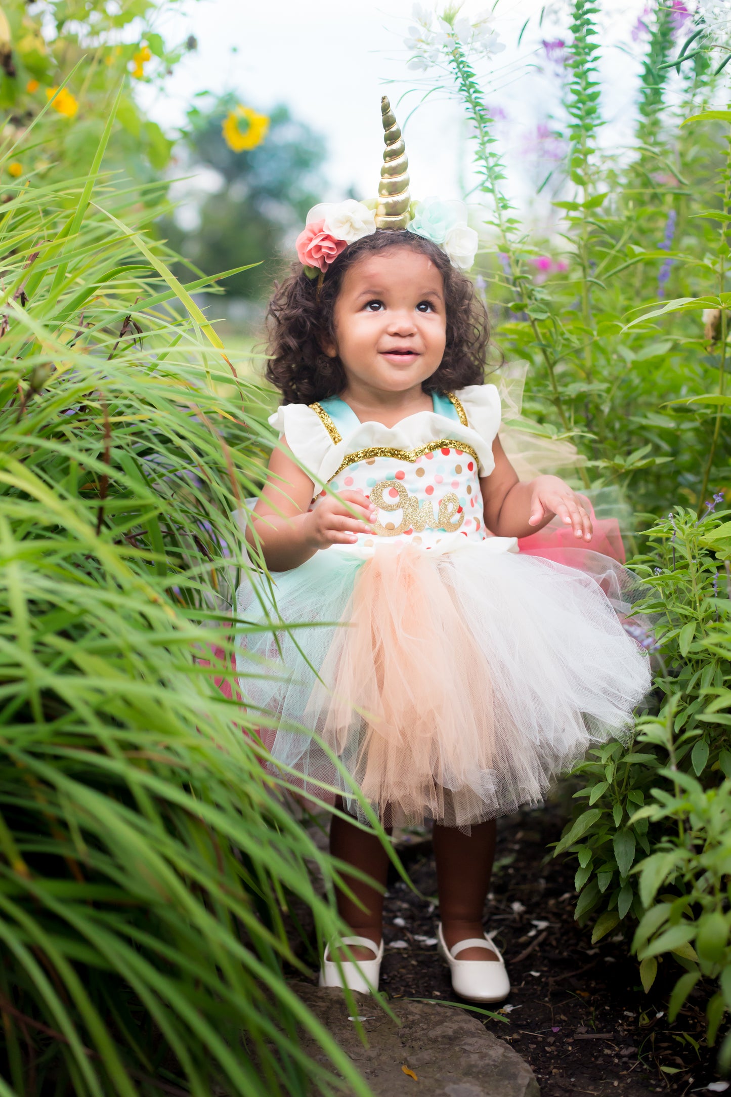 First birthday dress-first birthday tutu dress-Mint Coral and Peach Dress
