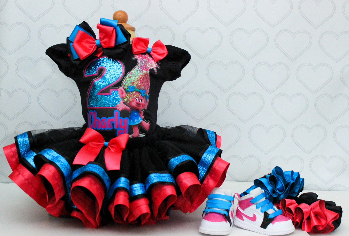 Poppy Troll tutu set-Poppy troll outfit-Poppy trolls dress