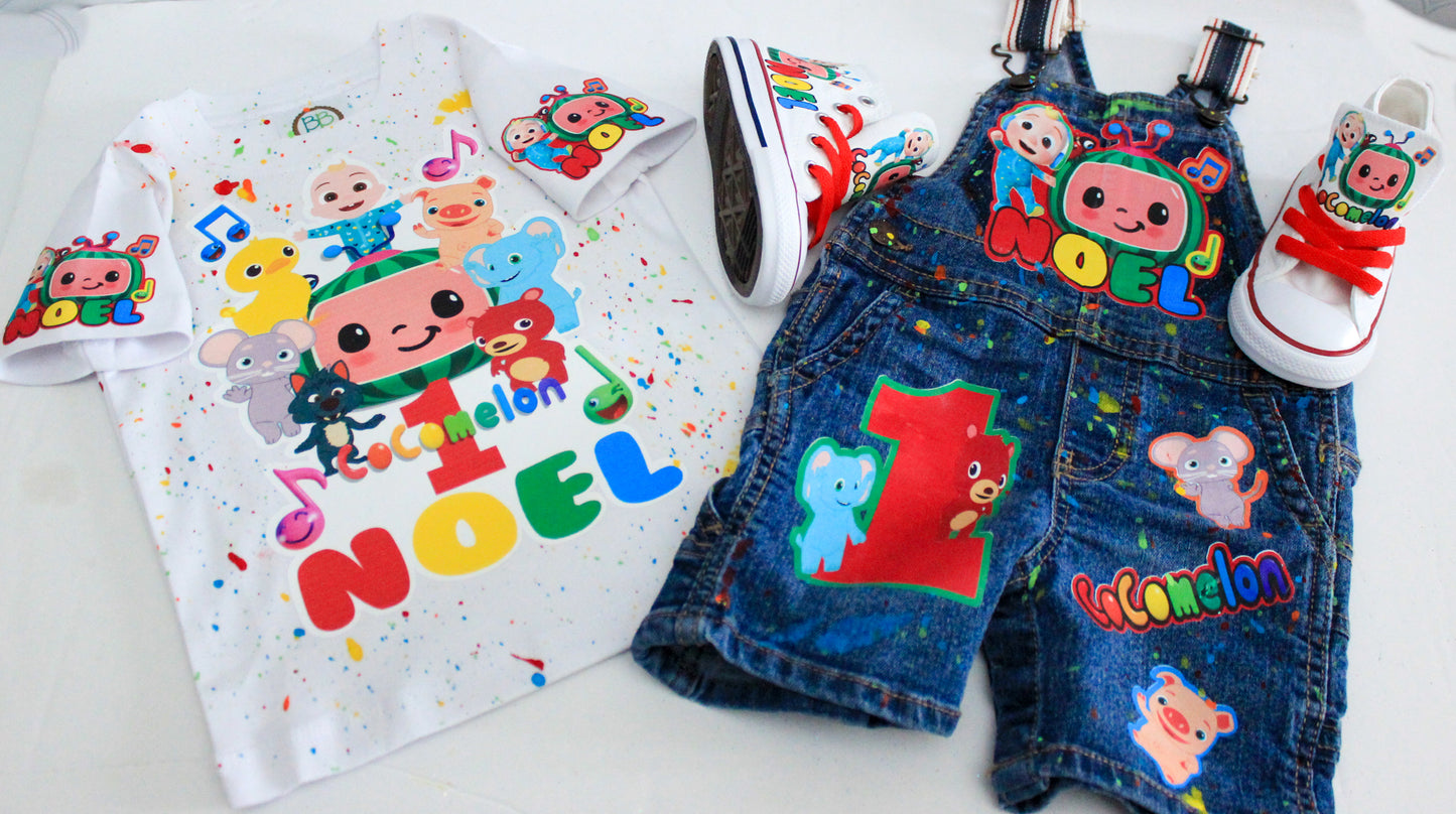 Cocomelon Overalls- Cocomelon Birthday Overalls- Cocomelon Birthday outfit
