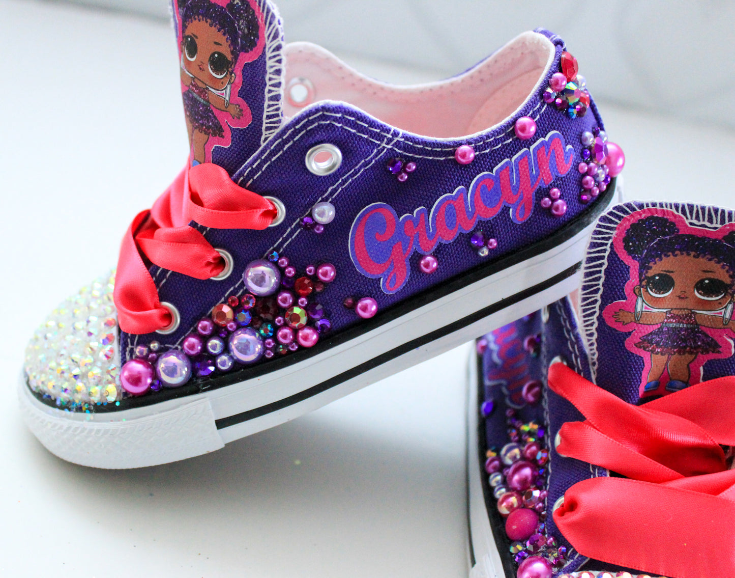 Purple queen lol doll shoes- Purple queen lol doll bling Converse-Girls Purple queen lol doll Shoes-Purple queen lol doll Converse