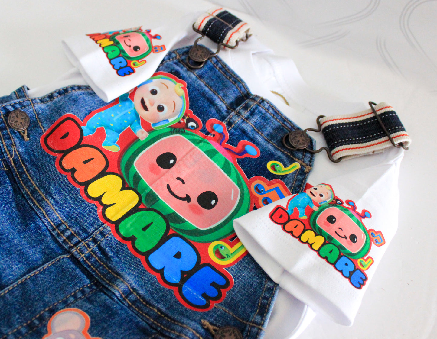 Cocomelon Overalls- Cocomelon Birthday Overalls- Cocomelon Birthday outfit