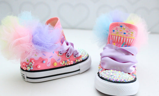 Cupcake shoes- Cupcake bling Converse-Girls Cupcake Shoes- Cupcake Converse