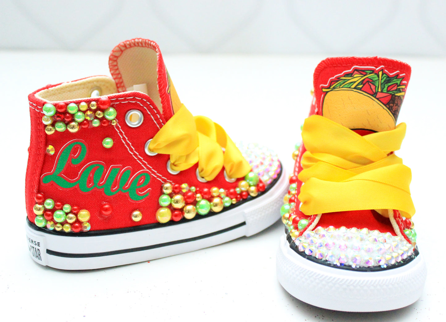 Taco shoes- Taco bling Converse-Girls Taco Shoes-Taco Converse
