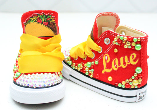 Taco shoes- Taco bling Converse-Girls Taco Shoes-Taco Converse