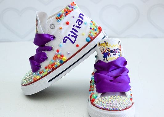 Rugrats shoes-Rugrats bling Converse-Girls Rugrats Shoes-Rugrats Converse