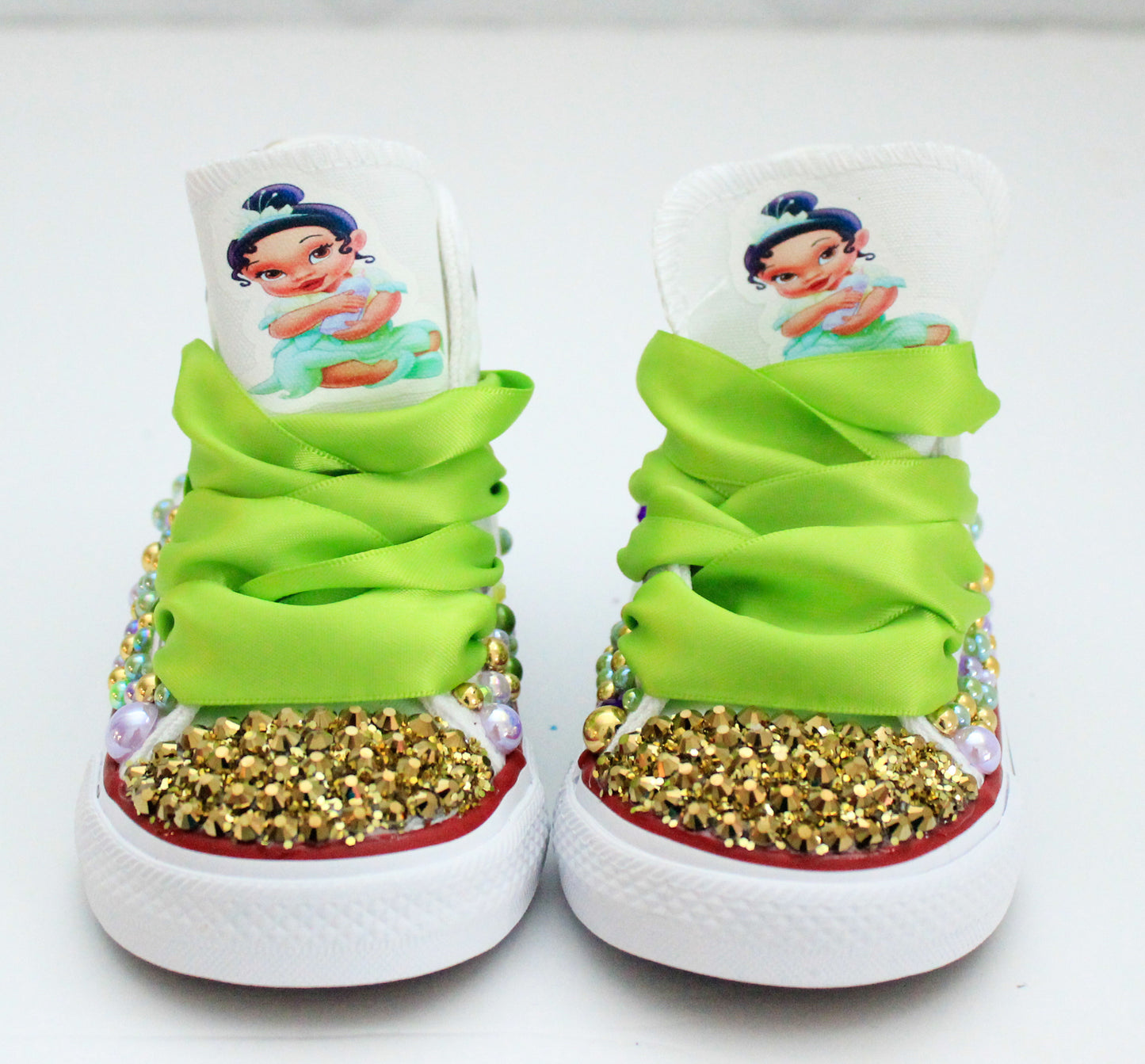 Princess Tiana shoes- Princess Tiana bling Converse-Girls Princess Tiana Shoes-Princess Tiana Converse