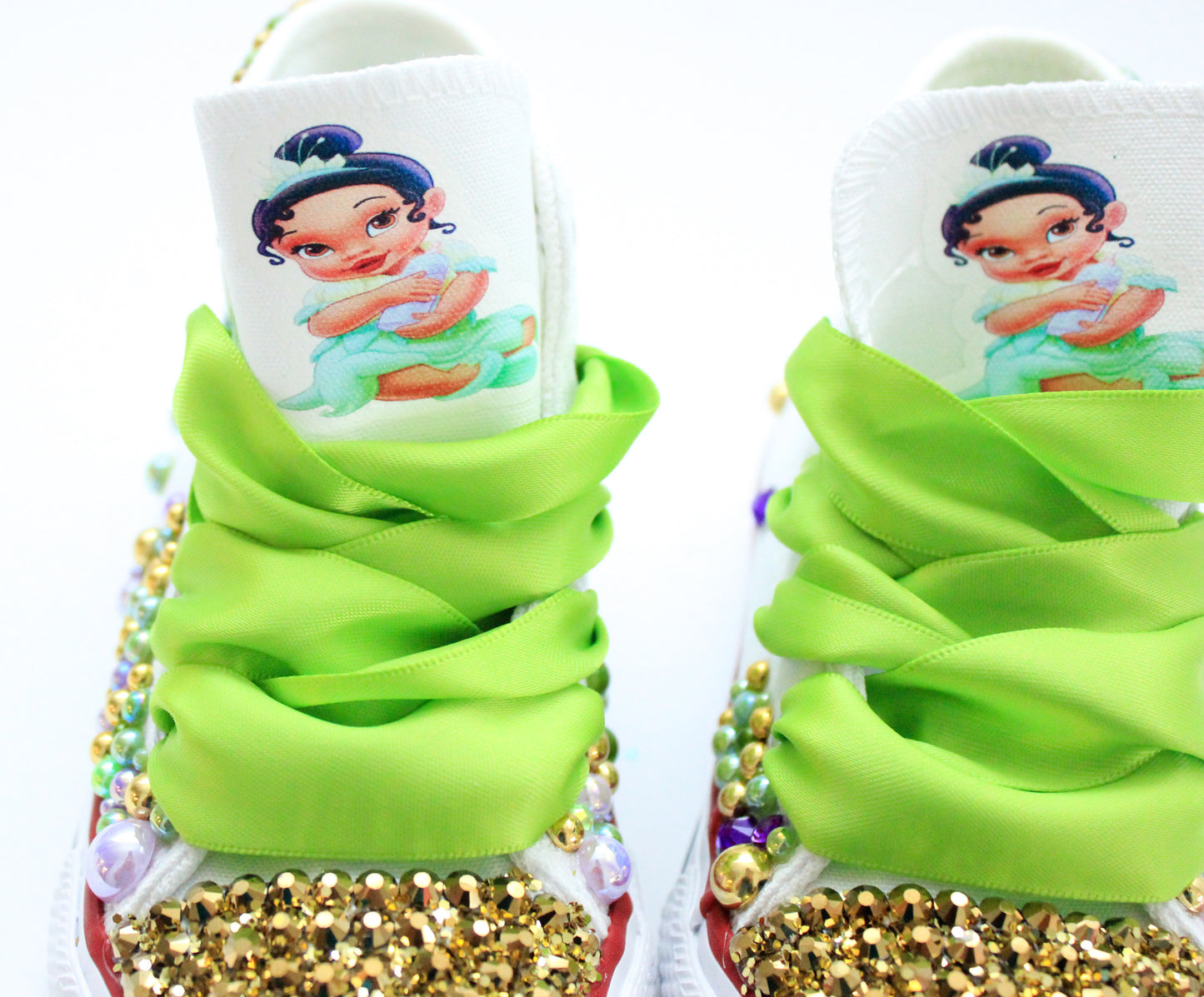 Princess Tiana shoes- Princess Tiana bling Converse-Girls Princess Tiana Shoes-Princess Tiana Converse
