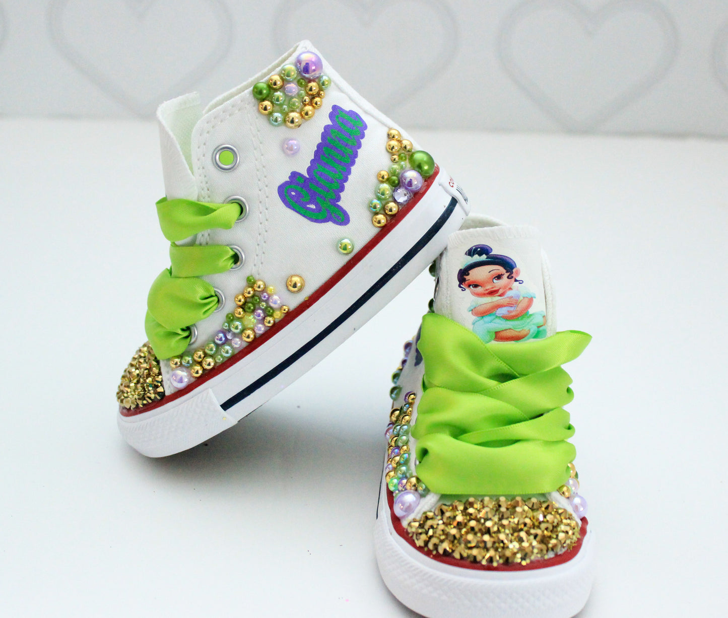 Princess Tiana shoes- Princess Tiana bling Converse-Girls Princess Tiana Shoes-Princess Tiana Converse