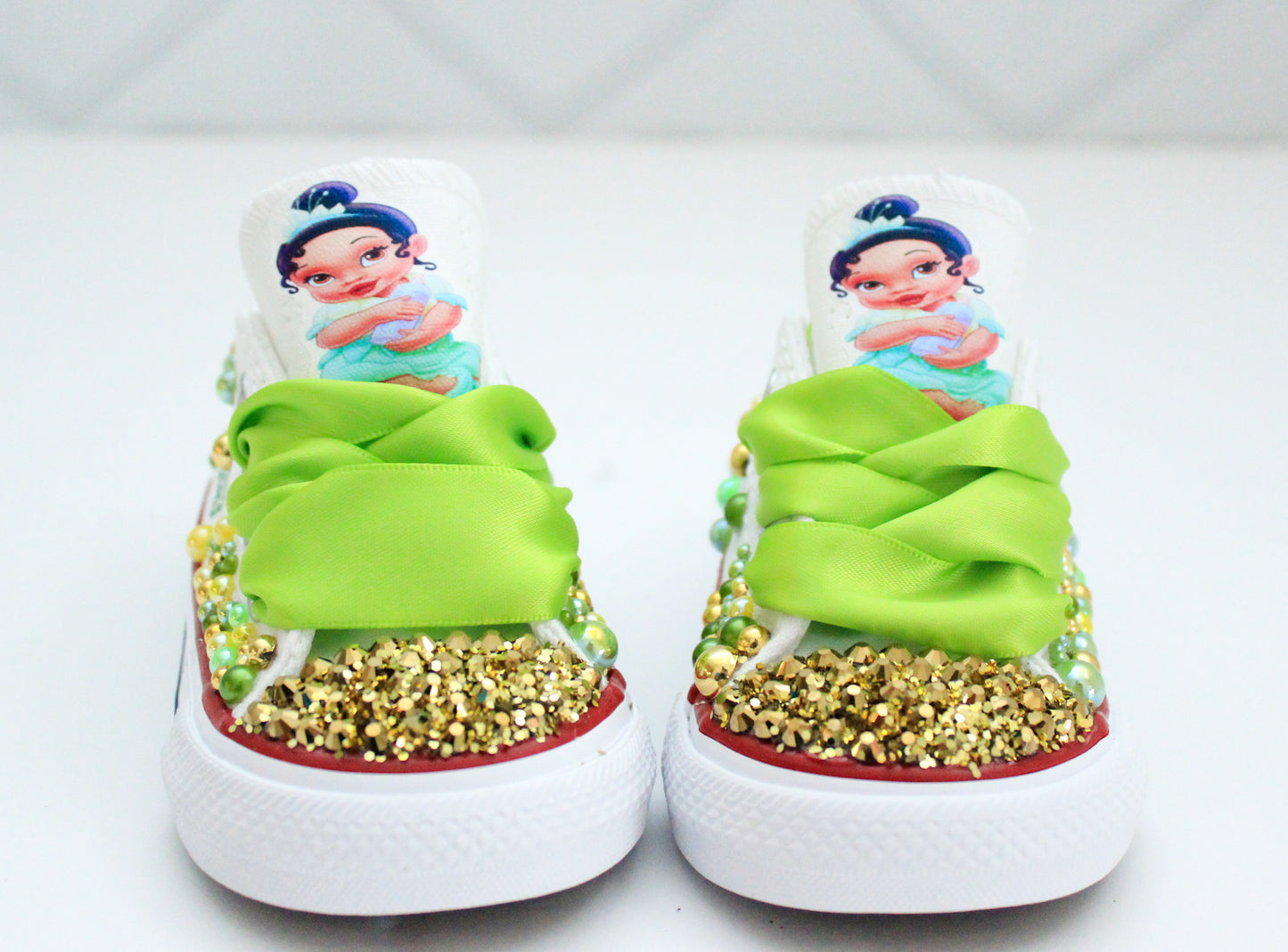 Princess Tiana shoes- Princess Tiana bling Converse-Girls Princess Tiana Shoes-Princess Tiana Converse