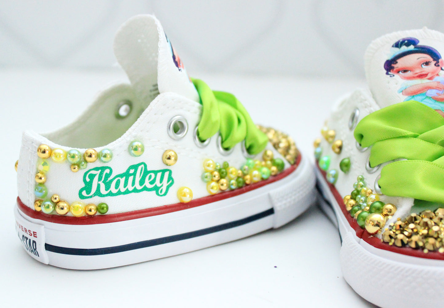 Princess Tiana shoes- Princess Tiana bling Converse-Girls Princess Tiana Shoes-Princess Tiana Converse