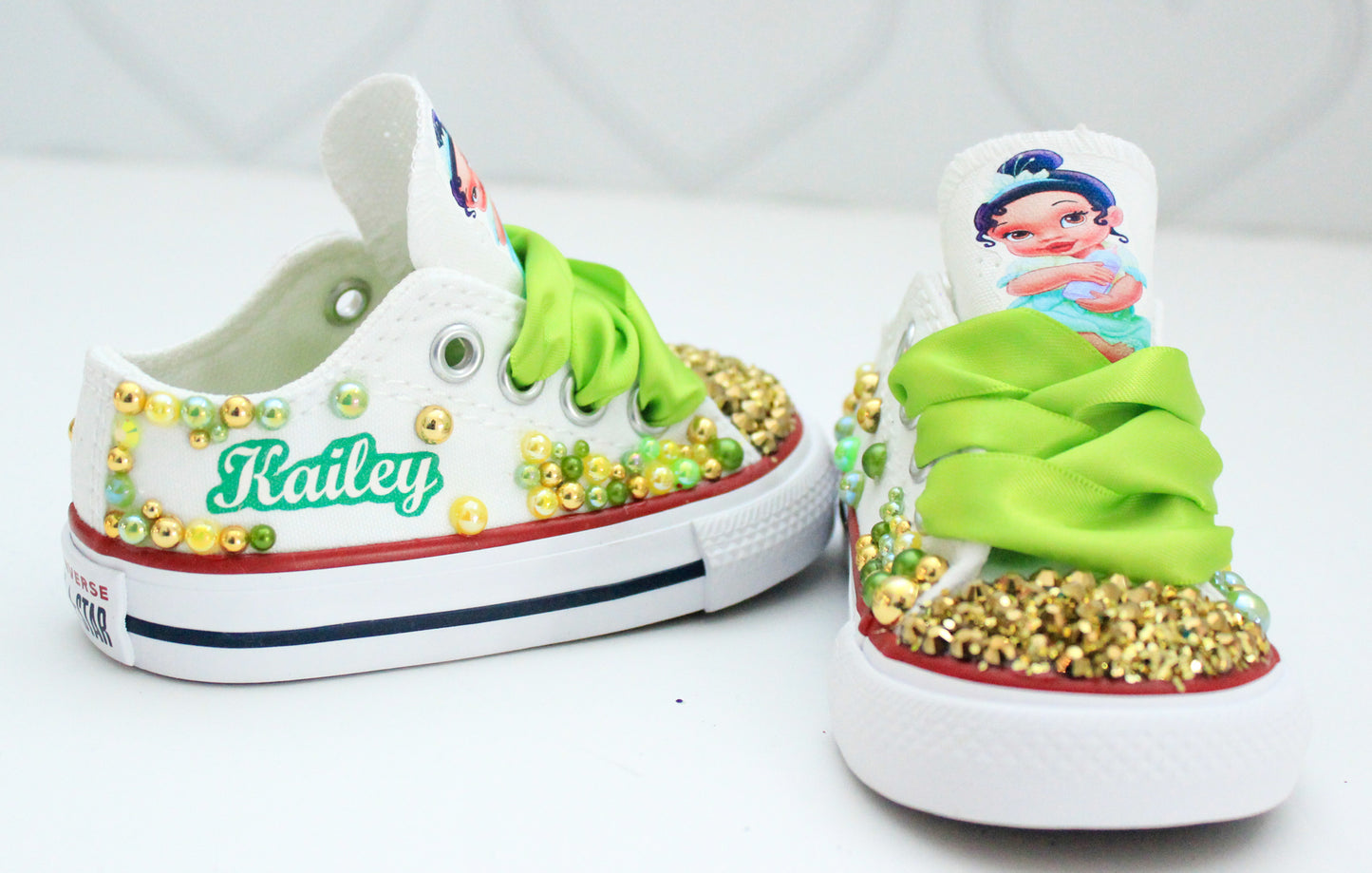 Princess Tiana shoes- Princess Tiana bling Converse-Girls Princess Tiana Shoes-Princess Tiana Converse