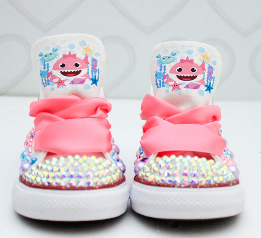 Baby shark shoes- Baby shark bling Converse-Girls Baby shark Shoes-