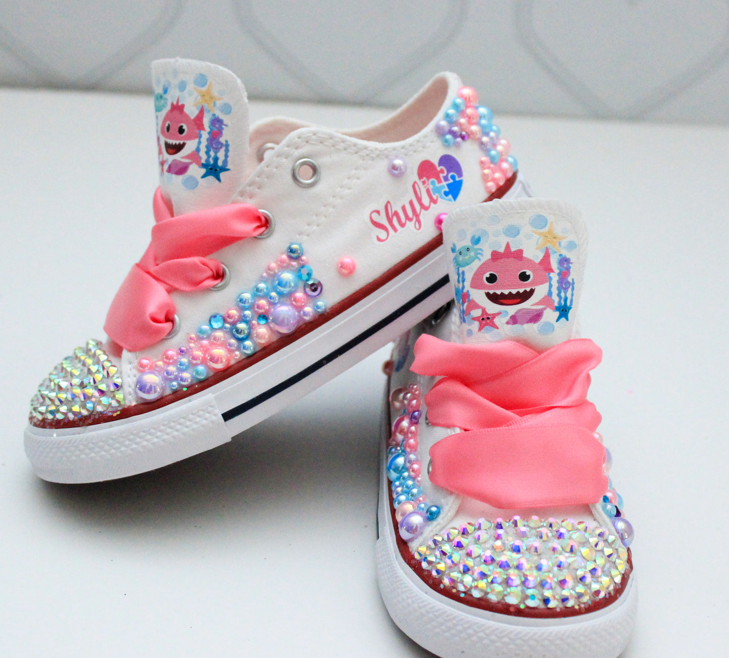 Baby shark shoes- Baby shark bling Converse-Girls Baby shark Shoes-