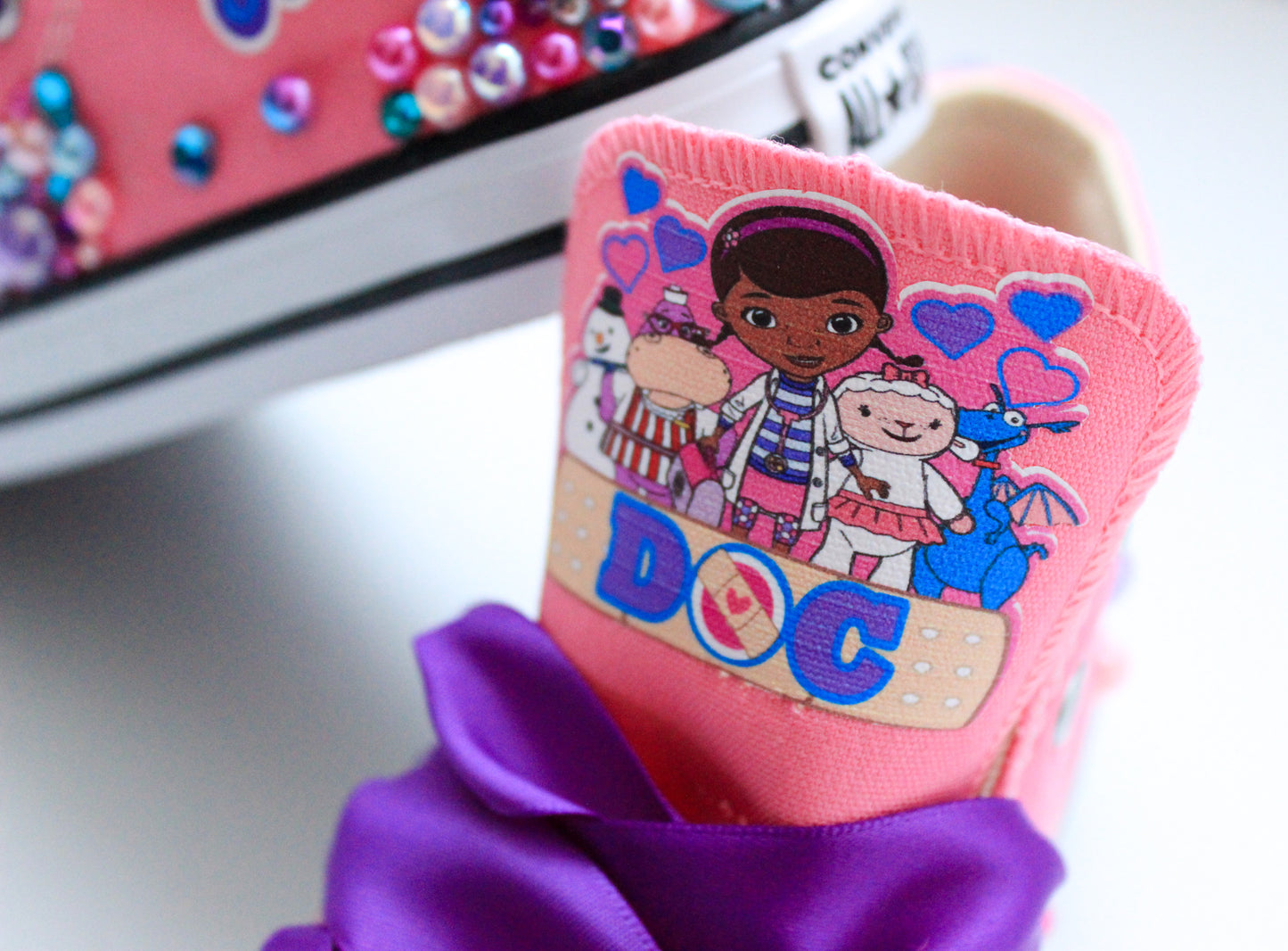 Doc mcstuffins shoes- Doc mcstuffins bling Converse-Girls Doc mcstuffins Shoes-Doc mcstuffins Converse