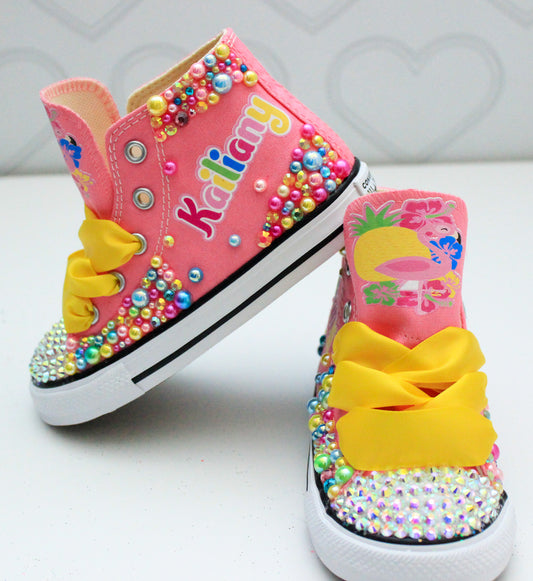 Flamingo shoes- Flamingo bling Converse-Girls Flamingo Shoes- Flamingo Converse