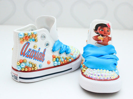 Moana shoes- Moana bling Converse-Girls Moana Shoes-Moana Converse