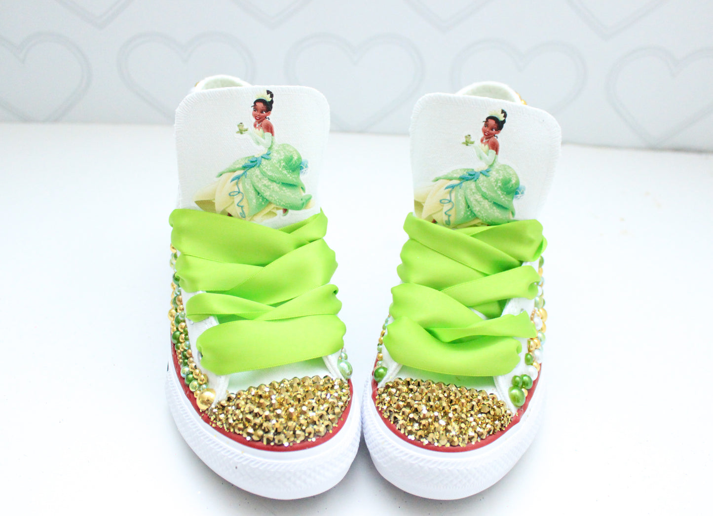 Princess Tiana shoes- Princess Tiana bling Converse-Girls Princess Tiana Shoes-Princess Tiana Converse