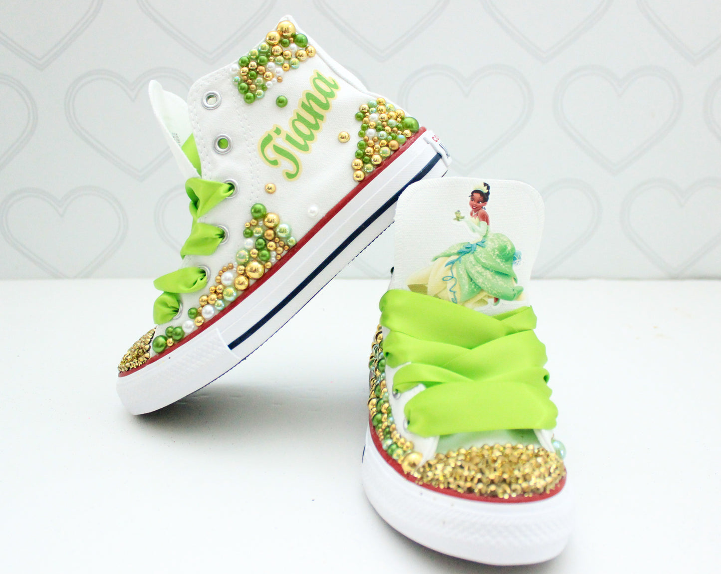 Princess Tiana shoes- Princess Tiana bling Converse-Girls Princess Tiana Shoes-Princess Tiana Converse