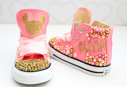 Minnie Mouse shoes- Minnie Mouse bling Converse-Girls Minnie Mouse Shoes-Minnie Mouse Converse
